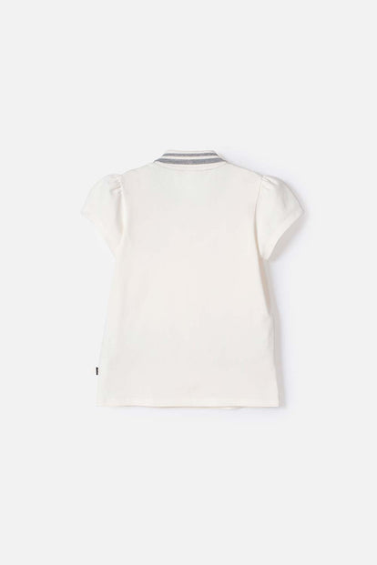 CAMISETA TIPO POLO MINNIE MOUSE MARFIL PARA NIÑA