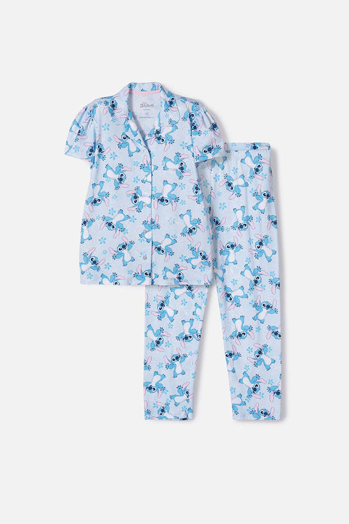 GIRL'S MULTICOLOR STITCH LONG PAJAMAS