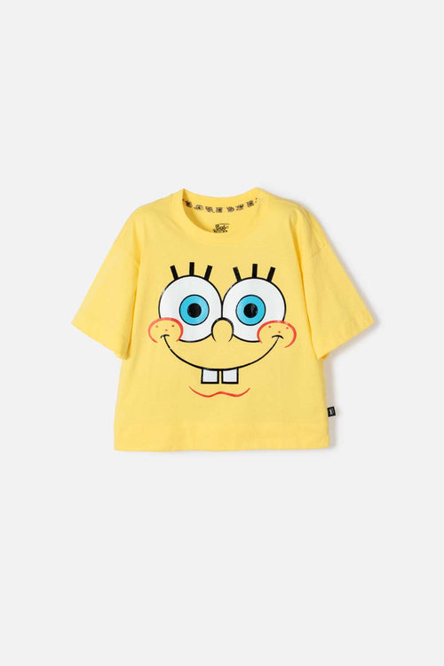 GIRLS' YELLOW SPONGEBOB SHORT SLEEVE T-SHIRT