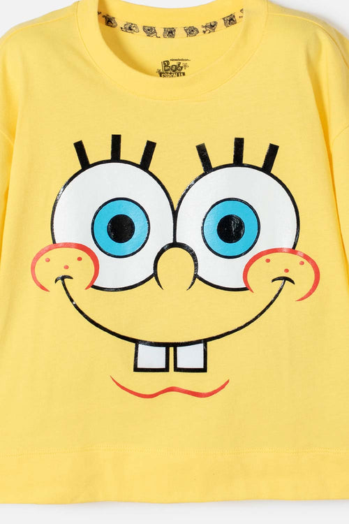 GIRLS' YELLOW SPONGEBOB SHORT SLEEVE T-SHIRT