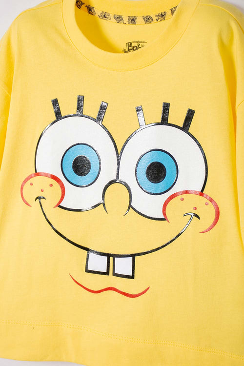 GIRLS' YELLOW SPONGEBOB SHORT SLEEVE T-SHIRT