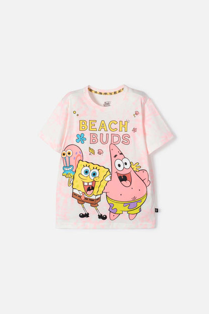 CAMISETA DE BOB ESPONJA MANGA CORTA CORAL PARA NIÑA