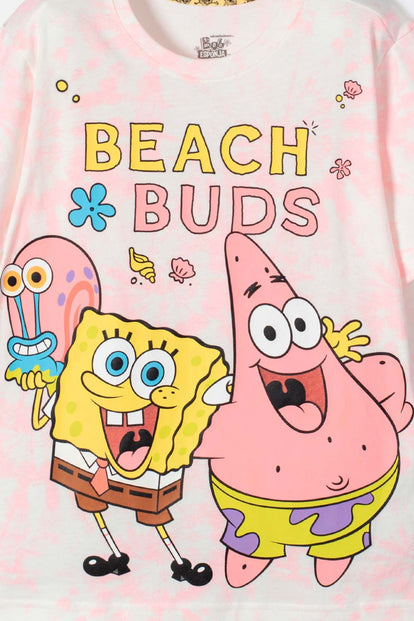 CAMISETA DE BOB ESPONJA MANGA CORTA CORAL PARA NIÑA