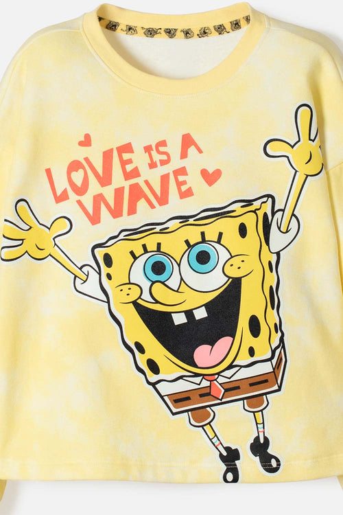 GIRLS' YELLOW SPONGEBOB ZIP-UP HOODIE