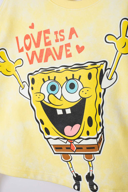 GIRLS' YELLOW SPONGEBOB ZIP-UP HOODIE