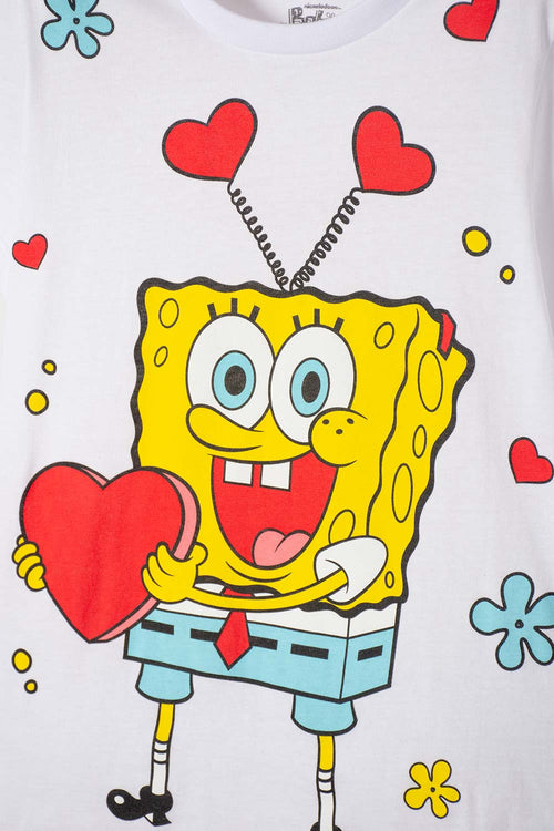 SPONGEBOB LONG-SLEEVE PAJAMAS WITH YELLOW AND WHITE PANTS FOR GIRLS