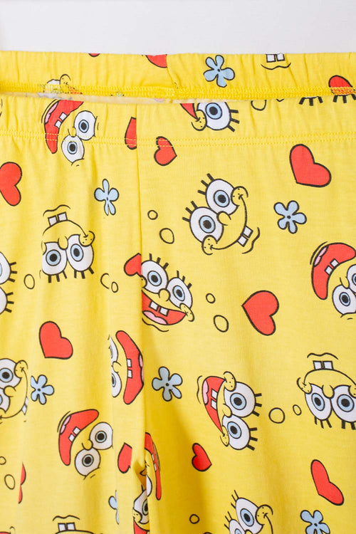 SPONGEBOB LONG-SLEEVE PAJAMAS WITH YELLOW AND WHITE PANTS FOR GIRLS