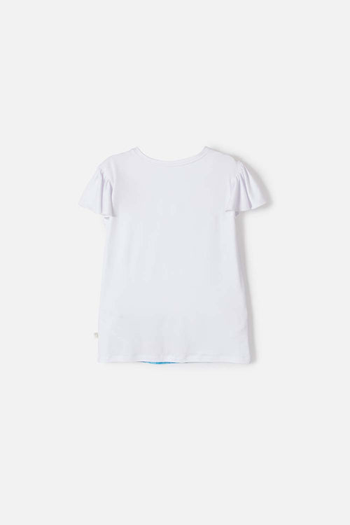 GIRL'S WHITE SHORT-SLEEVED FROZEN T-SHIRT