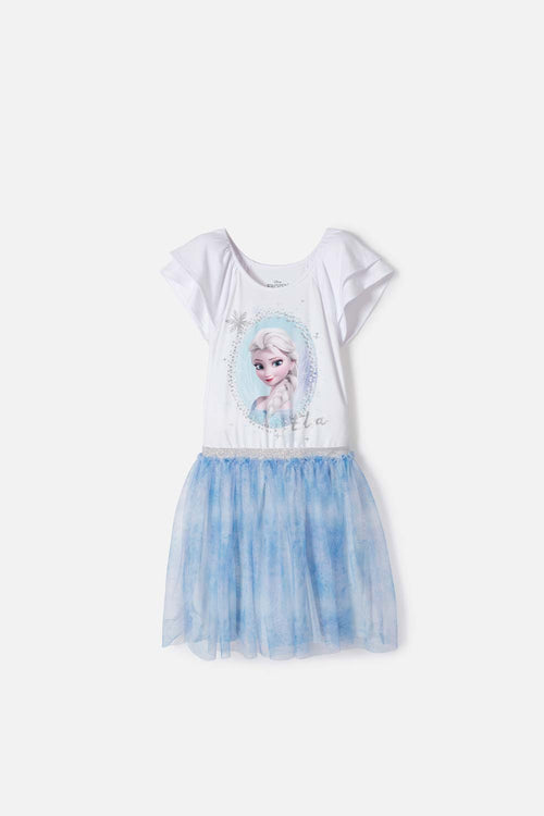 FROZEN DRESS WITH WHITE AND BLUE TULLE FOR GIRLS