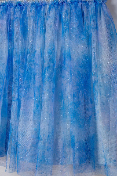 FROZEN DRESS WITH WHITE AND BLUE TULLE FOR GIRLS