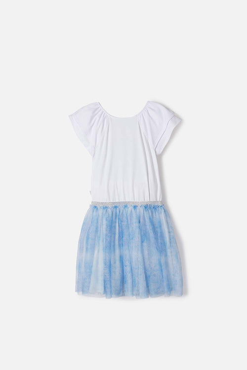 FROZEN DRESS WITH WHITE AND BLUE TULLE FOR GIRLS