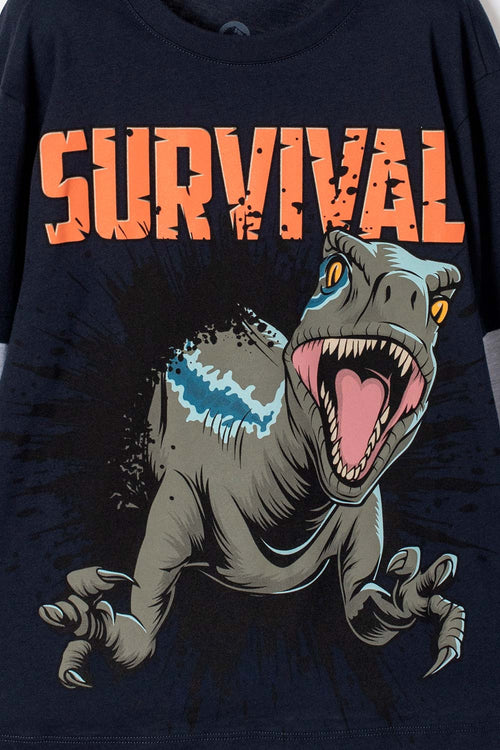 JURASSIC WORLD BLUE LONG SLEEVE T-SHIRT FOR BOYS