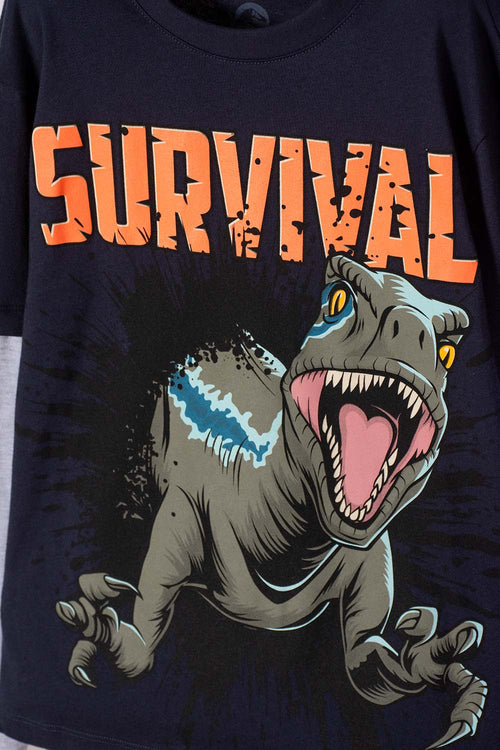 JURASSIC WORLD BLUE LONG SLEEVE T-SHIRT FOR BOYS