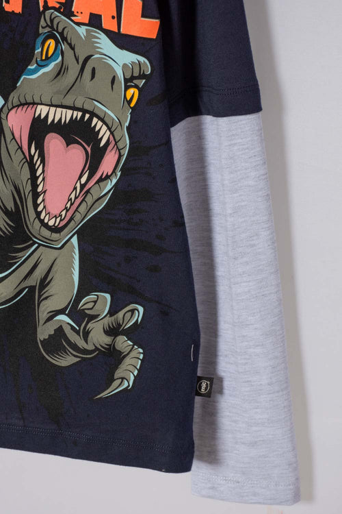 JURASSIC WORLD BLUE LONG SLEEVE T-SHIRT FOR BOYS