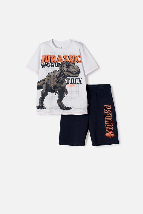 JURASSIC WORLD SET WITH MULTICOLORED BERMUDA SHORTS FOR BOYS