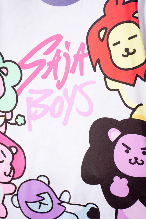 GIRLS' WHITE AND LILAC K-POP DEMON HUNTERS PAJAMAS
