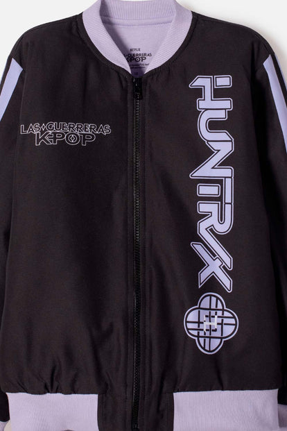 CHAQUETA DE K- POP DEMON HUNTERS CON CIERRE NEGRO PARA NIÑA