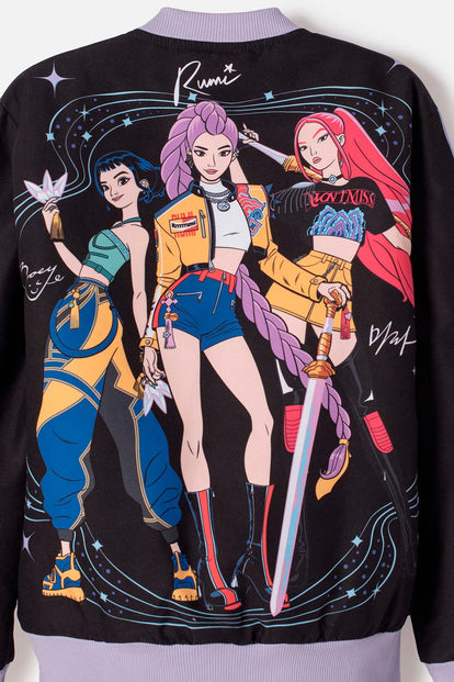 CHAQUETA DE K- POP DEMON HUNTERS CON CIERRE NEGRO PARA NIÑA