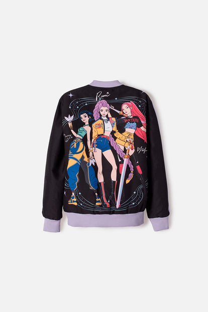 CHAQUETA DE K- POP DEMON HUNTERS CON CIERRE NEGRO PARA NIÑA