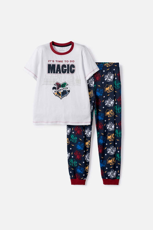 HARRY POTTER LONG PAJAMAS WHITE AND BLUE FOR BOY