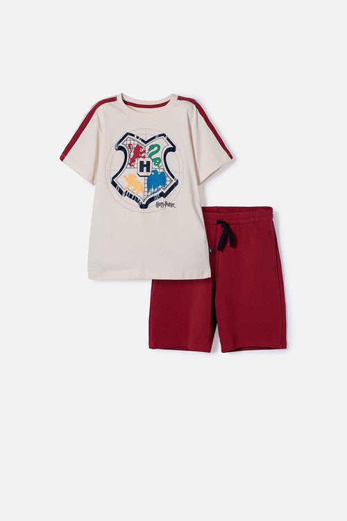 HARRY POTTER SET WITH MULTICOLORED BERMUDAS FOR BOYS
