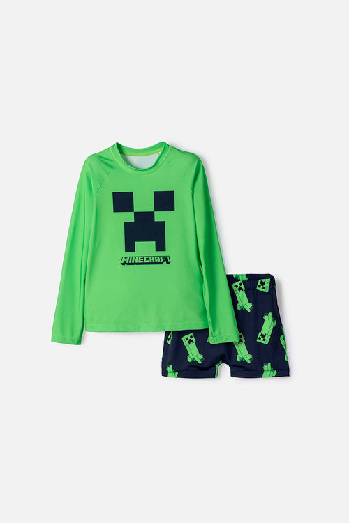 BOY'S GREEN AND BLUE LONG-SLEEVED MINECRAFT SET