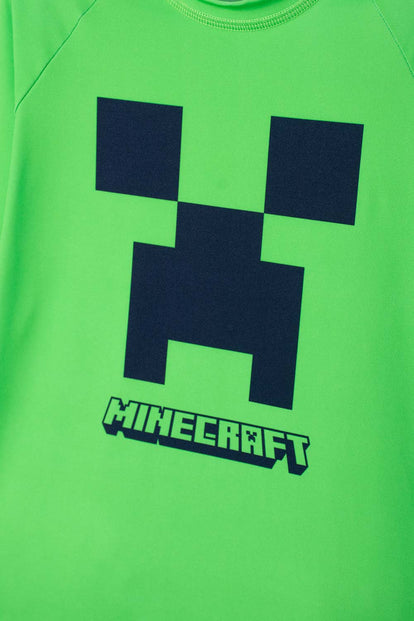 CONJUNTO DE MINECRAFT MANGA LARGA VERDE Y AZUL PARA NIÑO
