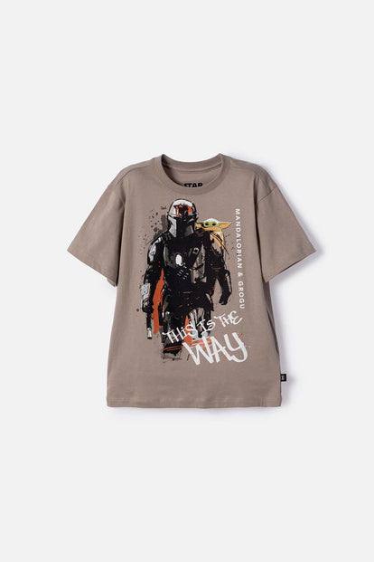 CAMISETA DE MANDALORIAN MANGA CORTA VERDE PARA NIÑO
