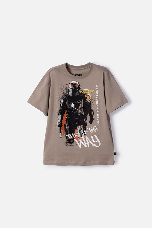 CAMISETA DE MANDALORIAN MANGA CORTA VERDE PARA NIÑO