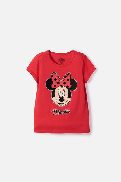 CAMISETAS DE MINNIE MOUSE MAGA CORTA ROJO PARA NIÑA