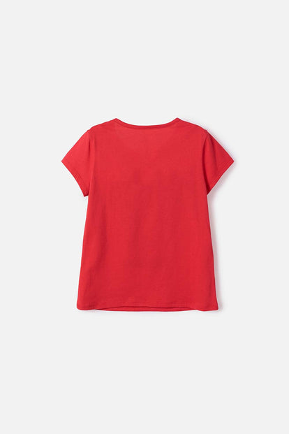 CAMISETAS DE MINNIE MOUSE MAGA CORTA ROJO PARA NIÑA