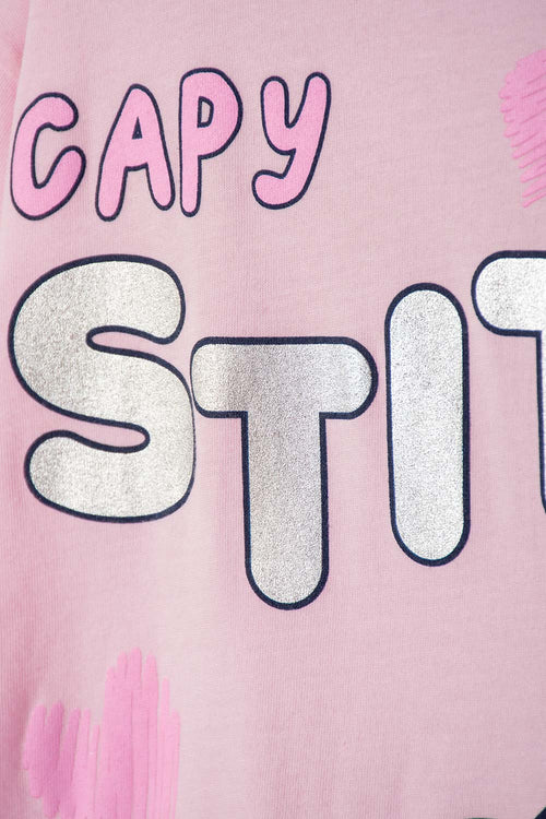 STITCH AND CAPYBARA SHORT SLEEVE PINK T-SHIRT FOR GIRLS