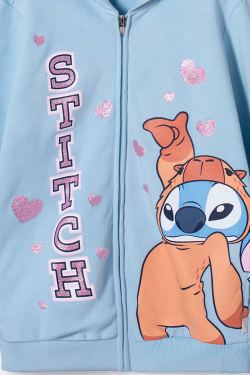 BLUE STITCH AND CAPYBARA HOODIE FOR GIRLS