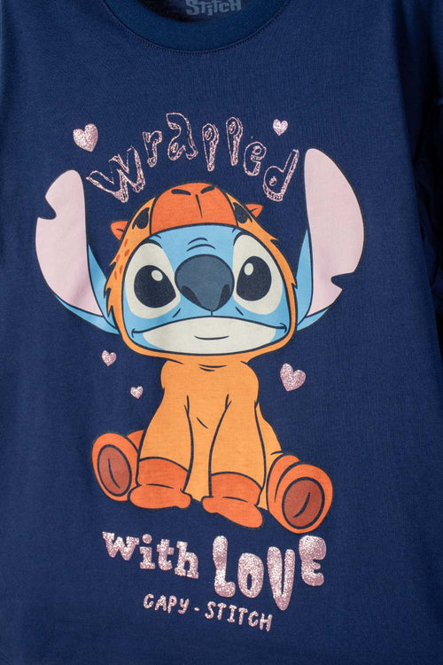 GIRL'S BLUE LONG-SLEEVED STITCH AND CAPYBARA T-SHIRT