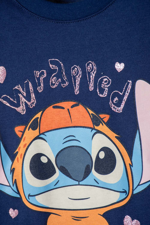 GIRL'S BLUE LONG-SLEEVED STITCH AND CAPYBARA T-SHIRT