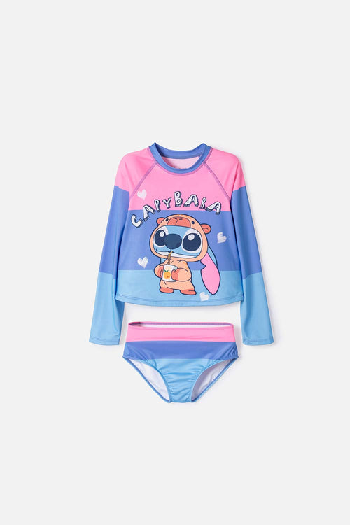 STITCH LONG SLEEVE MULTICOLOR BATHING SUIT FOR GIRLS