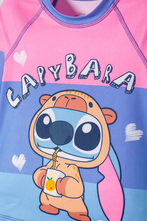 STITCH LONG SLEEVE MULTICOLOR BATHING SUIT FOR GIRLS