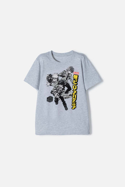 CAMISETAS DE MY HERO ACADEMIA MANGA CORTA GRIS PARA NIÑO