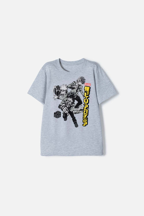 CAMISETAS DE MY HERO ACADEMIA MANGA CORTA GRIS PARA NIÑO