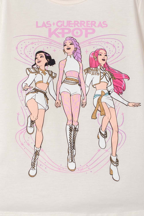 CAMISETAS DE K-POP DEMON HUNTERS MANGA CORTA MARFIL PARA NIÑA