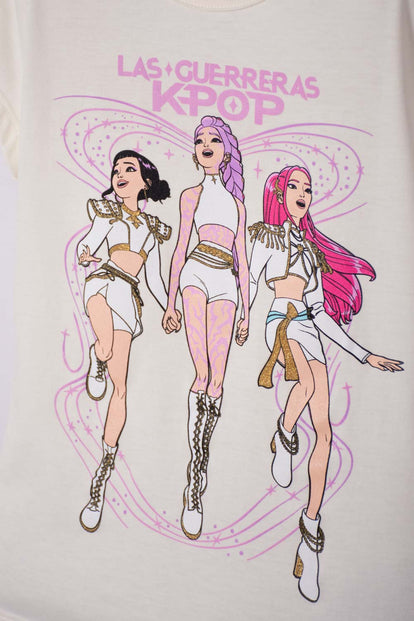 CAMISETAS DE K-POP DEMON HUNTERS MANGA CORTA MARFIL PARA NIÑA