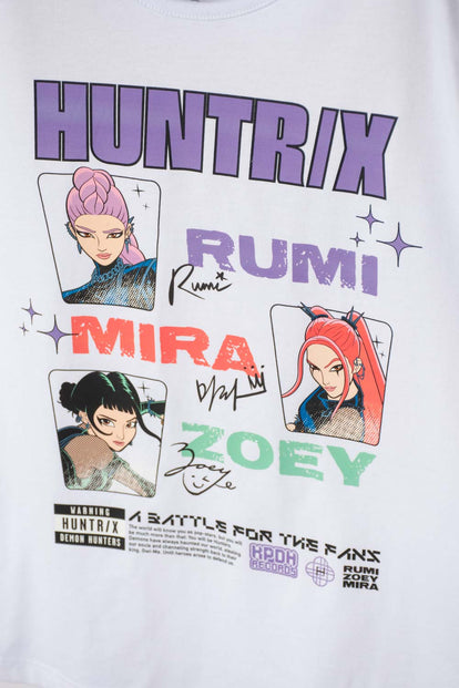 PIJAMA DE K- POP DEMON HUNTERS MANGA CORTA BLANCO/LILA PARA NIÑA