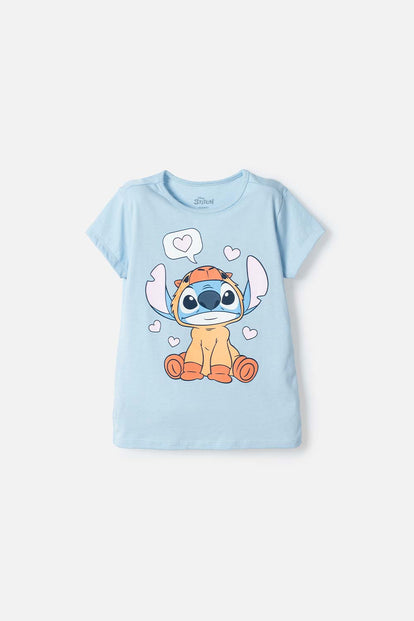 CAMISETAS DE STITCH Y CAPYBARA MANGA CORTA AZUL PARA NIÑO