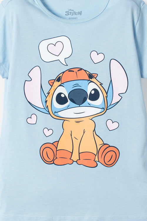 CAMISETAS DE STITCH Y CAPYBARA MANGA CORTA AZUL PARA NIÑO