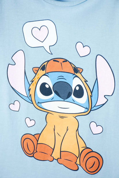 CAMISETAS DE STITCH Y CAPYBARA MANGA CORTA AZUL PARA NIÑO
