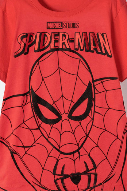CAMISETA DE SPIDERMAN MANGA CORTA ROJA PARA NIÑO