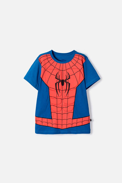 CAMISETAS DE SPIDER-MAN MANGA CORTA AZUL Y ROJO PARA NIÑO