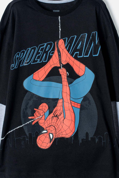 CAMISETA DE SPIDERMAN MANGA LARGA NEGRO PARA NIÑO