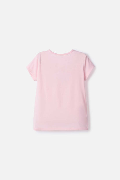 CAMISETAS DE STITCH Y CAPYBARA MANGA CORTA ROSADO PARA NIÑA