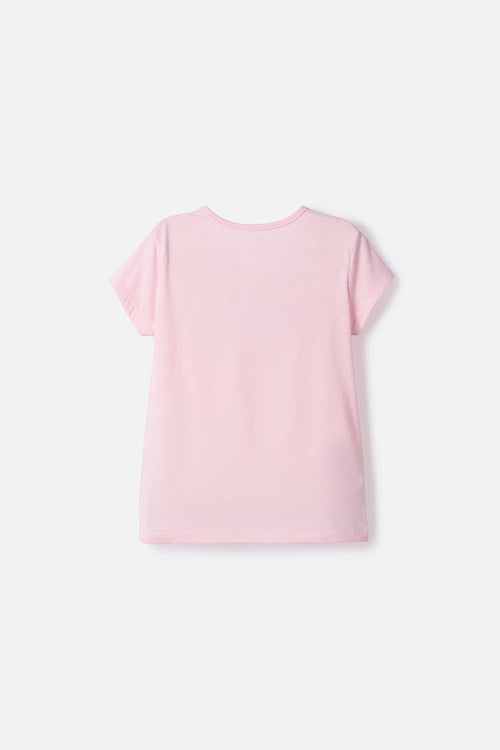 CAMISETAS DE STITCH Y CAPYBARA MANGA CORTA ROSADO PARA NIÑA